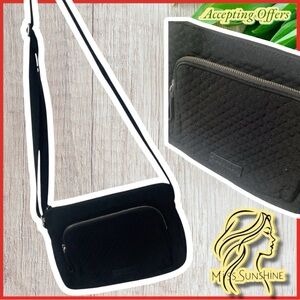 Vera Bradley - black lightly quilted shoulder bag - lots of compartments